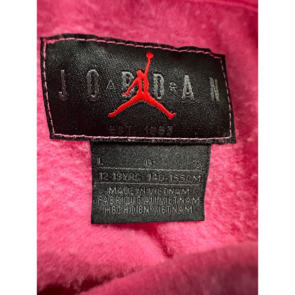 Jordan Pink Cropped Hoodie Sweatshirt Kids Girls Large 12-13‎ Yrs Jumpman Logo - Picture 7 of 8